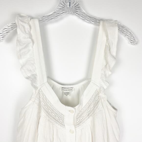 American Eagle Flutter Sleeve Button Up Blouse Cropped Ruffle Womens Size XS - Picture 4 of 12